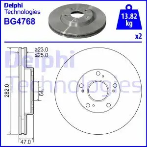 Тормозной диск DELPHI BG4768 вентилируемый ,