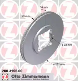 Тормозной диск ZIMMERMANN 280.3155.00 вентилируемый ,