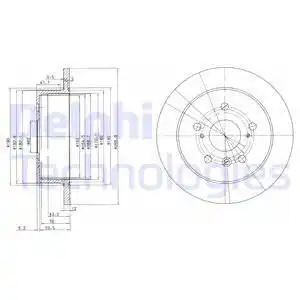 Тормозной диск DELPHI BG3736 полный , задняя ось