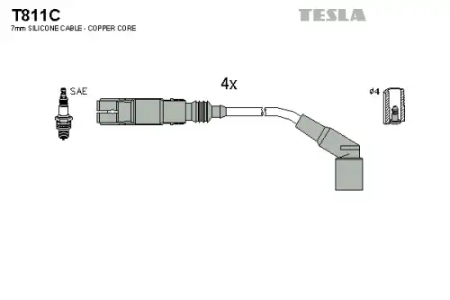 к-кт проводов!\ BMW E34/E36/E46 1.8/1.9i 94> T811C TESLA