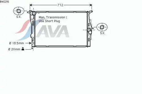 Радиатор системы охлаждения двигателя AVA BW2291