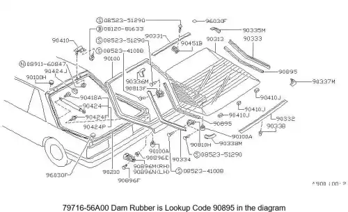 DAM RUBBER 79716-56A00 NISSAN