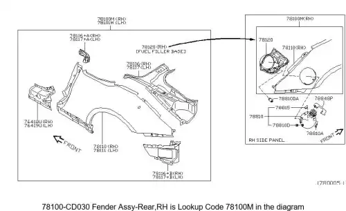 FENGER ASSY-REA 78100-CD030 NISSAN