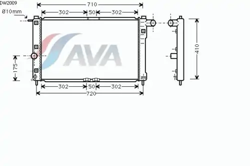 Радиатор системы охлаждения двигателя AVA DW2009
