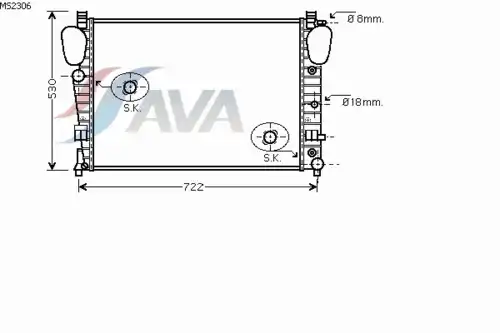 Радиатор системы охлаждения двигателя AVA MS2306