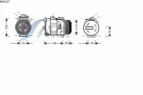 компрессор кондиционера!\ BMW E39 2.3i-3.0i 95> BWK237 AVA