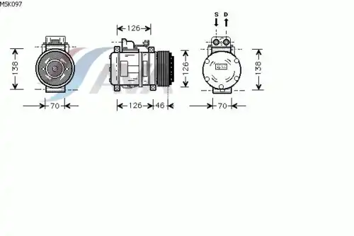 компрессор кондиционера!\ MB W140 2.8i 93-98 MSK097 AVA