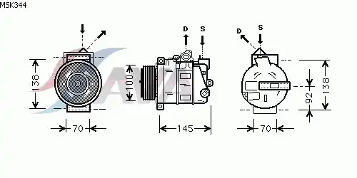 компрессор кондиционера!\ MB C209 2.6i/3.2i 02> MSK344 AVA