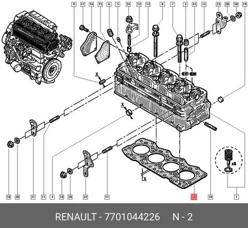 Прокладка ГБЦ RENAULT 7701044226