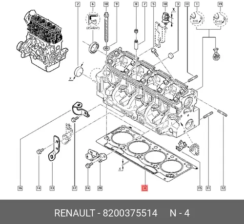 Прокладка ГБЦ RENAULT 8200375514