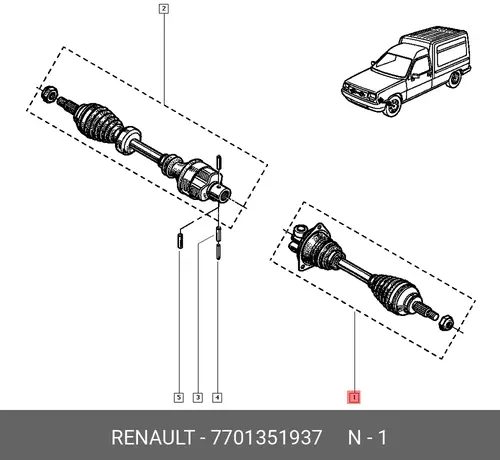 Вал приводной в сборе RENAULT 7701351937