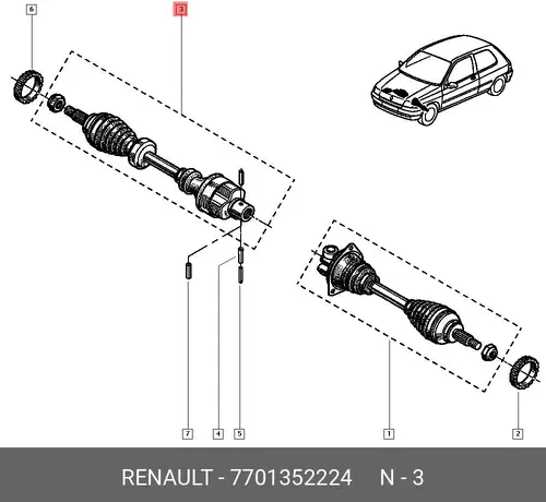 Вал приводной в сборе RENAULT 7701352224