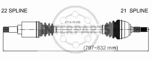 Вал приводной в сборе INTERPARTS CT-8-16-208
