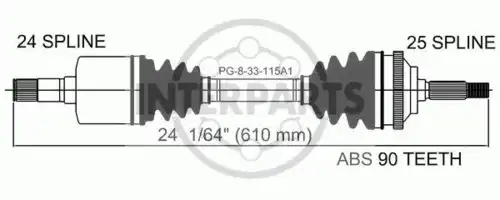 привод левый Peug PG-8-33-115A1 INTERPARTS