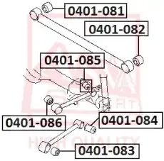 Сайлентблок задней тяги 0401086 ASVA
