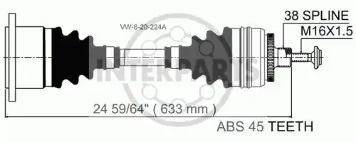 привод левый Audi VW-8-20-224A INTERPARTS