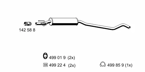 глушитель средняя часть Opel 011068 ERNST