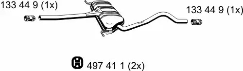 глушитель средняя часть Audi 204132 ERNST