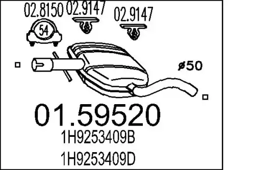 глушитель средняя часть VW 01.59520 MTS