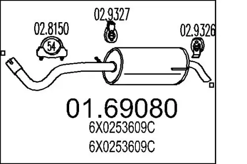 глушитель задняя часть SEAT 01.69080 MTS