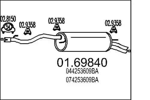 глушитель задняя часть VW 01.69840 MTS