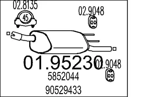 глушитель задняя часть Opel 01.95230 MTS
