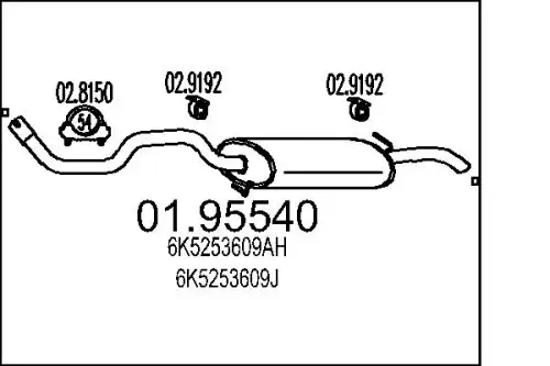 глушитель задняя часть VW 01.95540 MTS