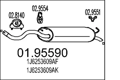 глушитель задняя часть VW 01.95590 MTS
