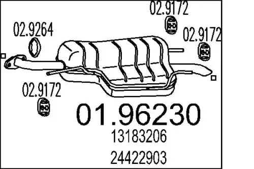 глушитель задняя часть Opel 01.96230 MTS