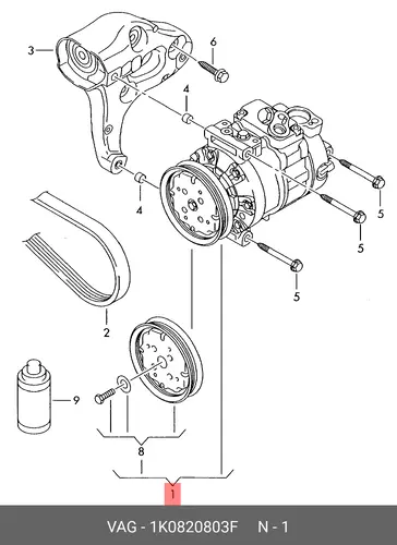 компрессор кондиционера Audi 1K0820803F VAG