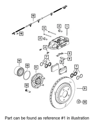 Суппорт тормозной CHRYSLER 68146613AA задняя ось слева