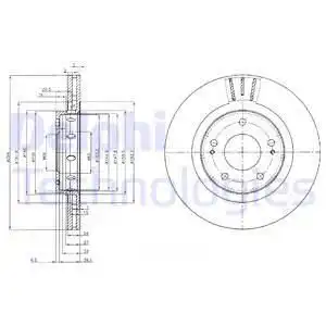 Тормозной диск DELPHI BG4038C вентилируемый , передняя ось