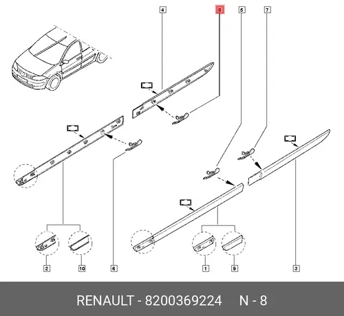 Клипса молдинга 8200369224 RENAULT