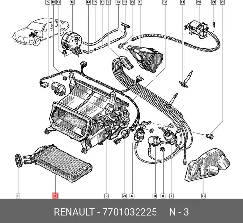 Радиатор печки RENAULT 77 01 032 225