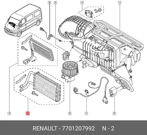 Радиатор печки RENAULT 77 01 207 992