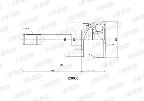 ШРУС внешний 26/27 320035 INKO