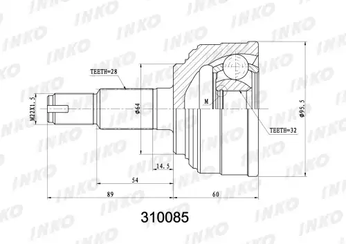 ШРУС внешний 28/32 перед 310085 INKO
