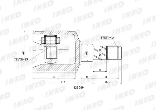421009 Шрус внутренний34/29 ABS INKO