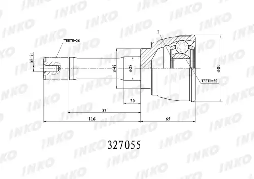 327055 ШРУС ВНЕШНИЙ 26/30 INKO