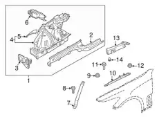 брызговик/k panel assy-fndr apron.lh 64501J5000 MOBIS