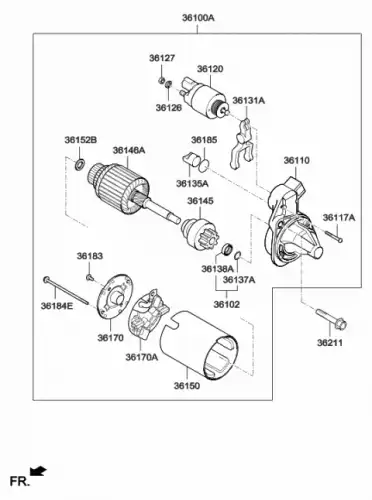 k bracket assy-starter.frt 361102E200 MOBIS