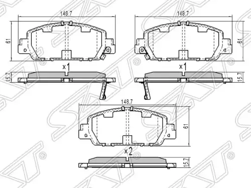Тормозные колодки дисковые SAT ST-45022T2GA00