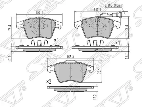 Тормозные колодки дисковые SAT ST-7L6698151B