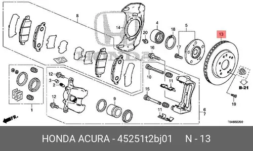 Тормозной диск HONDA 45251T2BJ01