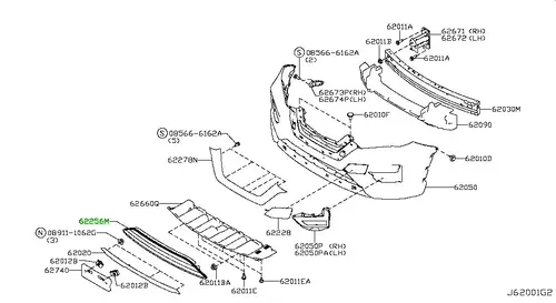 Решетка бампера NISSAN 622546FR0A