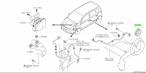  кольцо ABS!\ Nissan Note 2006-2013 47950AX000