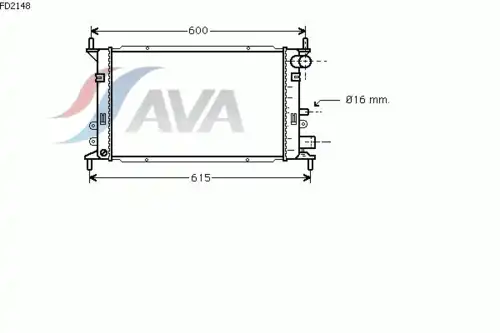 Радиатор системы охлаждения двигателя AVA FD2148