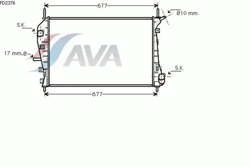 Радиатор системы охлаждения двигателя AVA FD2376