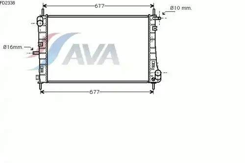 Радиатор системы охлаждения двигателя AVA FD2338