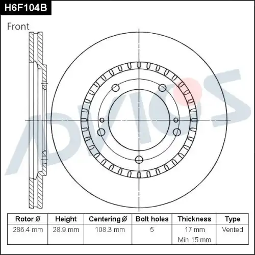 Тормозной диск ADVICS H6F104B